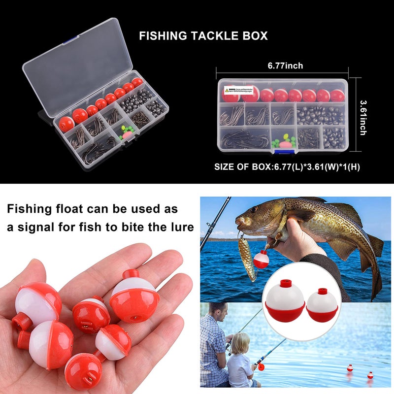 Shaddock Fishing Fishing Tackle Kit, 160pcs Basic Bobbers and Hooks Assortment With Octopus Circle, Baitholder Hooks, Sinker Weights, Terminal Tackle Box for Trout Catfish Panfish - Image 5